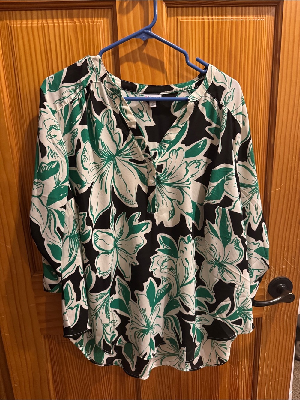 torrid Black Tunic with White & Green Floral Print